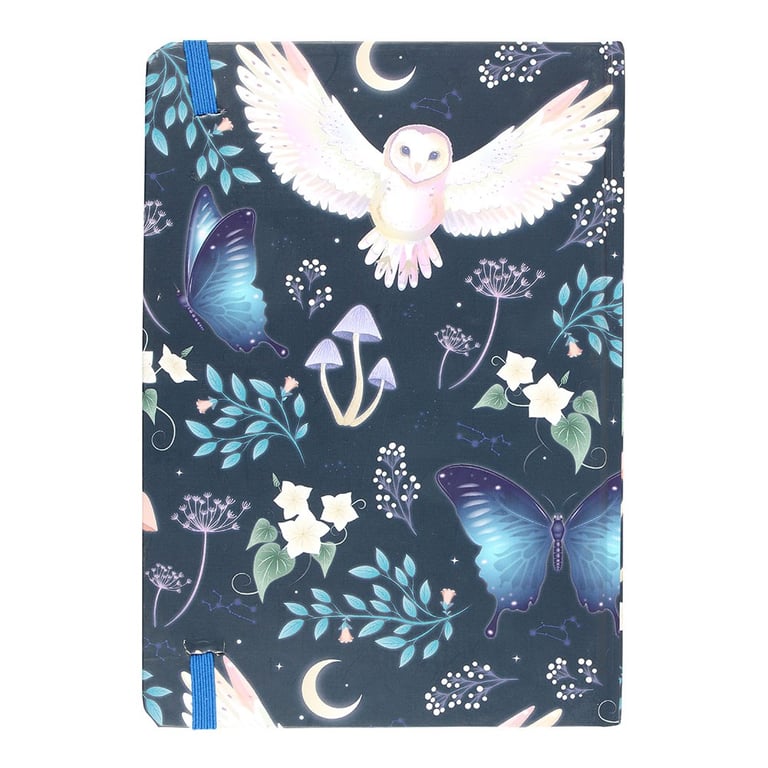 Night Flight Owl A5 Notebook - Mystical Design with Gold Foil Lined Pages