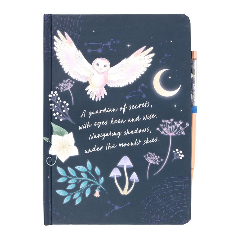 Night Owl Journal - 100 Lined Pages & Sodalite Crystal Pen