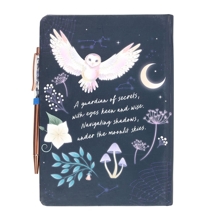 Night Owl Journal - 100 Lined Pages & Sodalite Crystal Pen