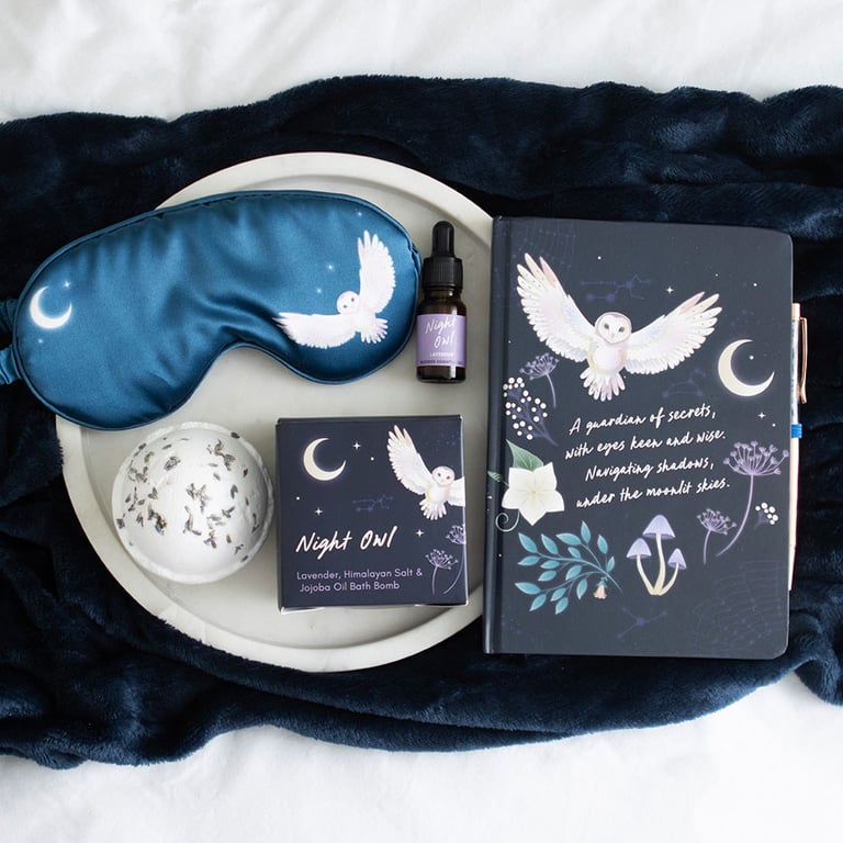 Night Owl Journal - 100 Lined Pages & Sodalite Crystal Pen