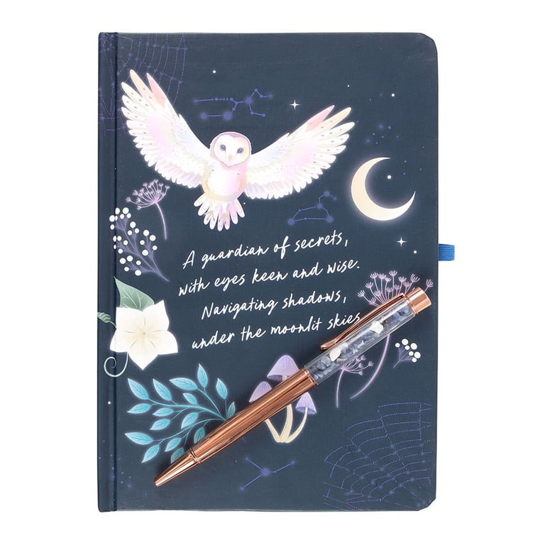 Night Owl Journal - 100 Lined Pages & Sodalite Crystal Pen