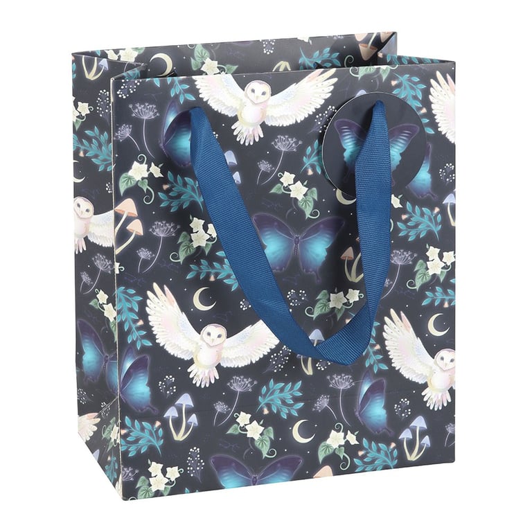 23cm Midnight Forest Owl Print Gift Bag - Magical and Mystical Forest Theme