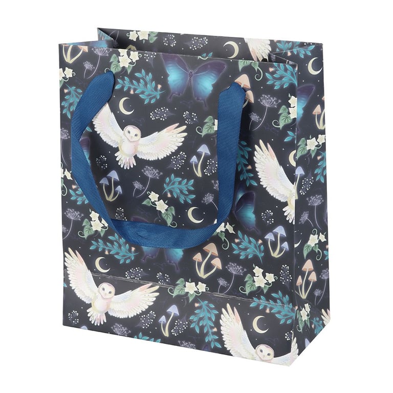 23cm Midnight Forest Owl Print Gift Bag - Magical and Mystical Forest Theme