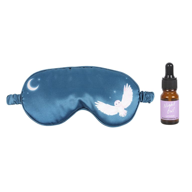 Night Owl Sleep Mask and Essential Oil Gift Set - Relaxation and Stress Relief Kit