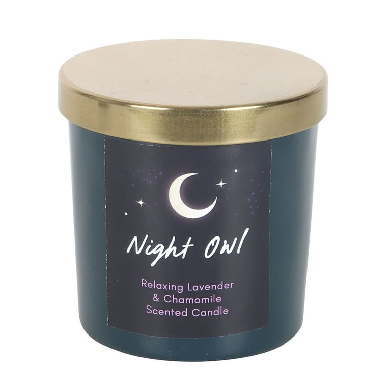 Night Owl Lavender & Chamomile Candle - 20 Hour Relaxing Bedtime Candle in Glass Holder