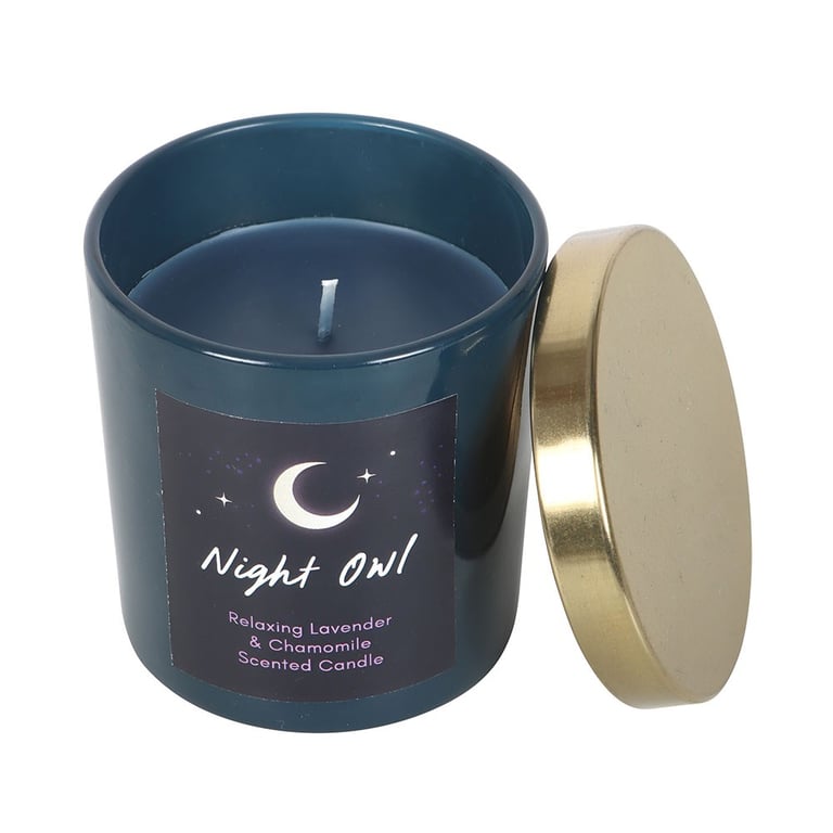 Night Owl Lavender & Chamomile Candle - 20 Hour Relaxing Bedtime Candle in Glass Holder