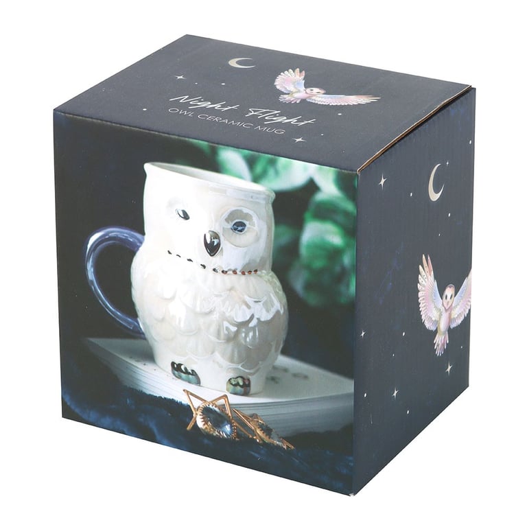 Unique Owl Shaped Iridescent Mug - Hand Wash Only, 320ml Capacity