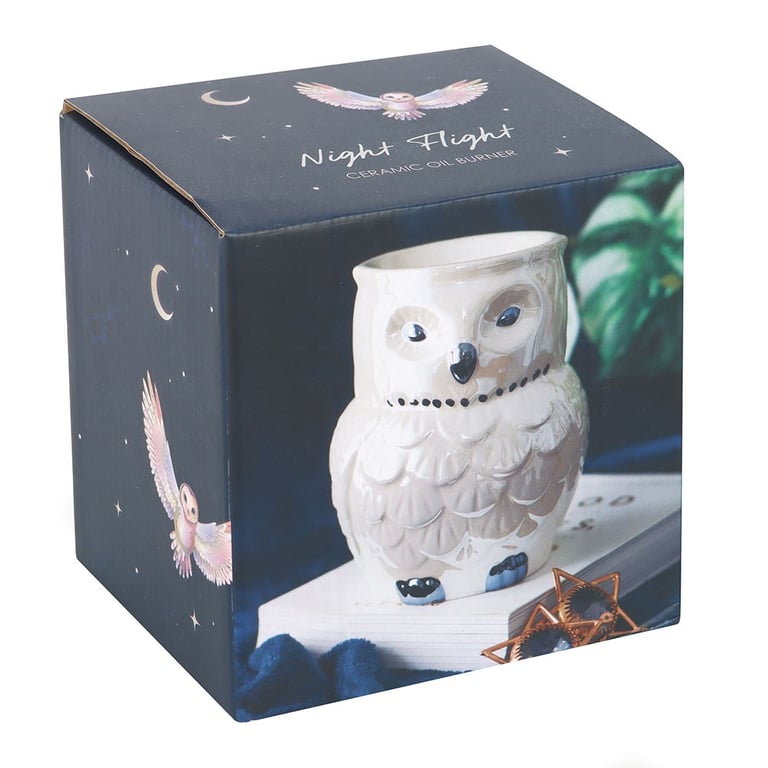 Iridescent Owl Shaped Oil Burner and Wax Warmer - Mystical Home Decor Fragrance Diffuser