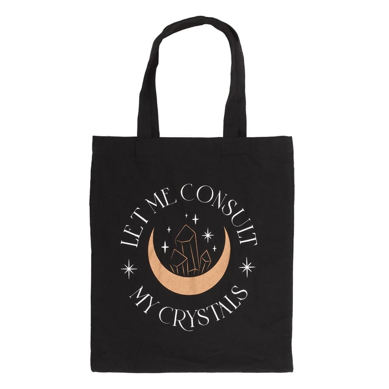 Let Me Consult My Crystals Polycotton Tote Bag - Crystal Collector s Sustainable Fashion