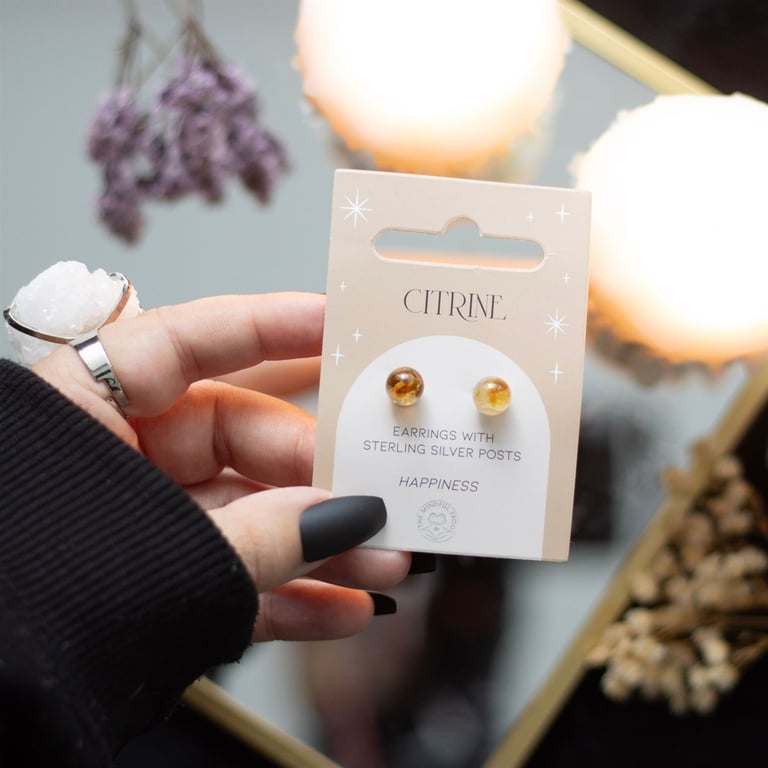 Citrine Semi Precious Crystal Earrings - Spiritual Protection and Confidence Boosting Jewelry