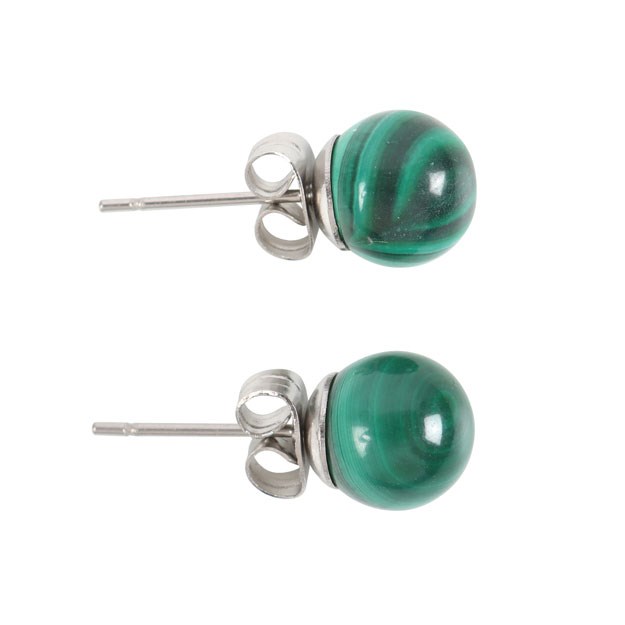 Malachite Crystal Sterling Silver Earrings for Spiritual Protection and Confidence Boost