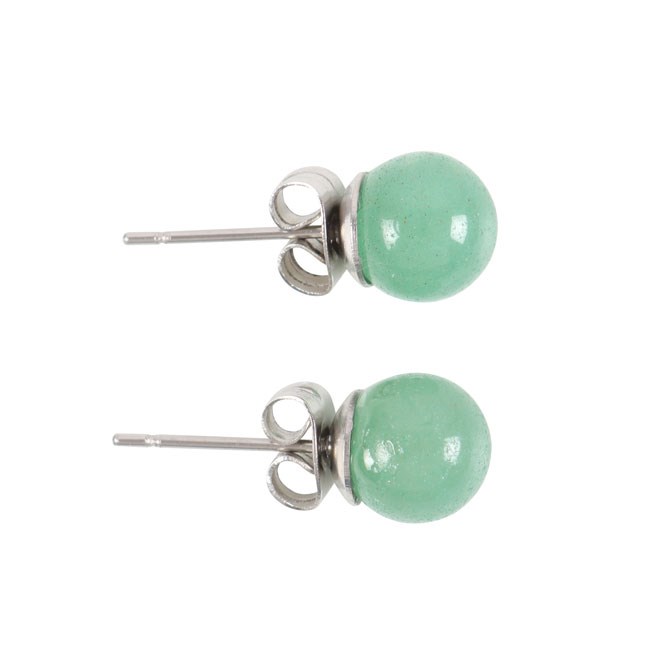 Aventurine Crystal Earrings - Sterling Silver Studs for Spiritual Protection and Good Luck