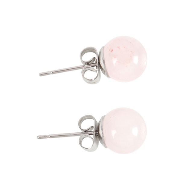 Rose Quartz Semi Precious Crystal Earrings - Sterling Silver Spiritual Protection Gift