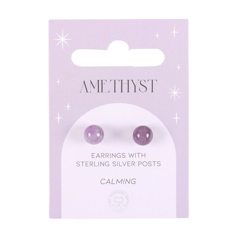 Amethyst Semi Precious Crystal Stud Earrings - Spiritual Protection & Emotional Balance