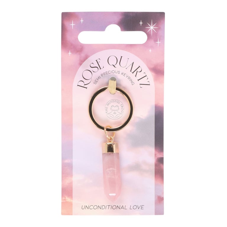 Rose Quartz Semi Precious Crystal Keyring - Promote Positivity and Unconditional Love