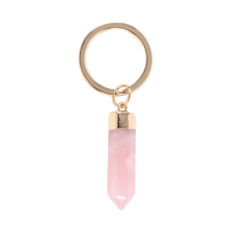 Rose Quartz Semi Precious Crystal Keyring - Promote Positivity and Unconditional Love