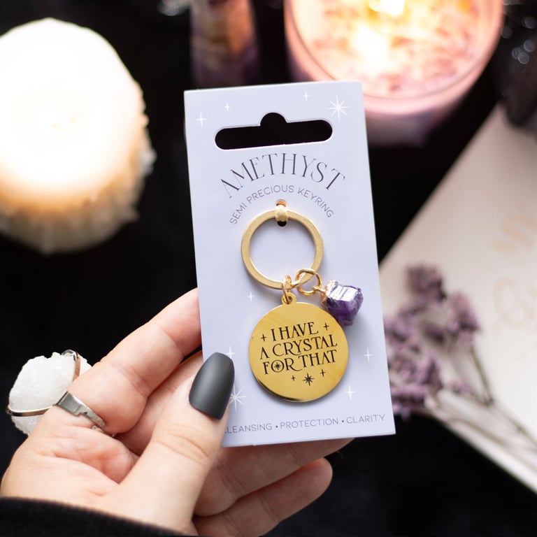 Amethyst Crystal Keyring - Protection, Clarity & Spiritual Cleansing