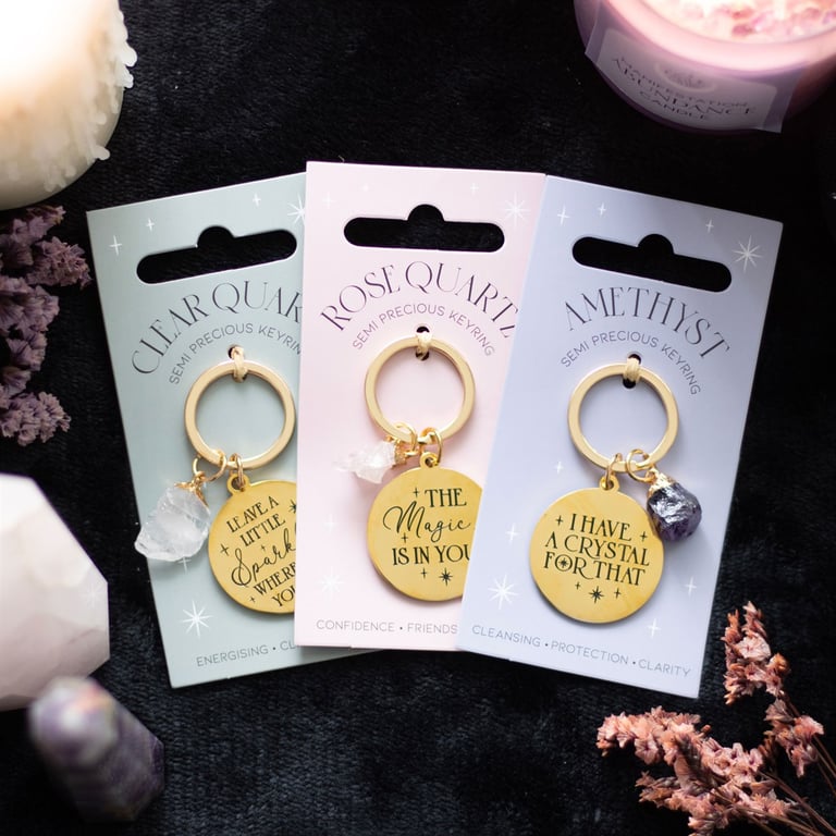 Rose Quartz Crystal Keyring - Motivational Confidence Boosting Jewelry with Love Enhancing Properties