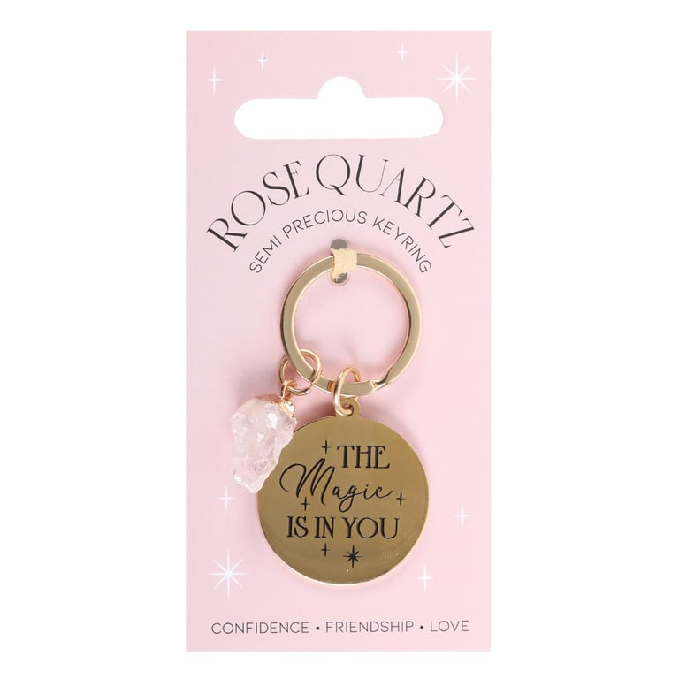 Rose Quartz Crystal Keyring - Motivational Confidence Boosting Jewelry with Love Enhancing Properties