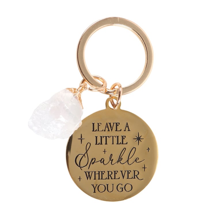 Clear Quartz Crystal Keyring - Leave a Little Sparkle Motivational Charm