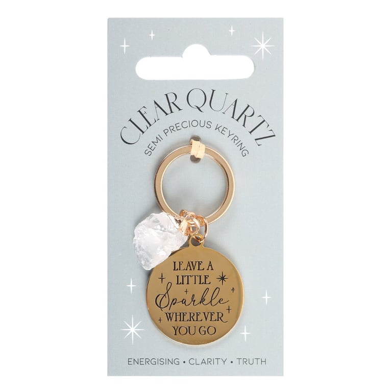 Clear Quartz Crystal Keyring - Leave a Little Sparkle Motivational Charm