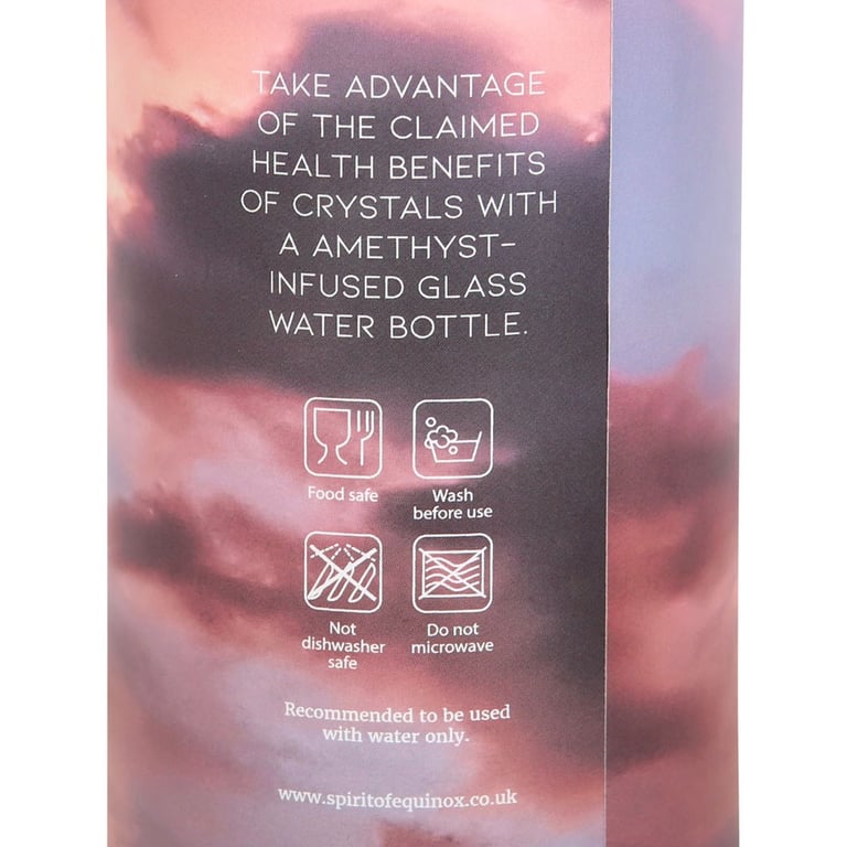 Amethyst Set Your Intention Crystal Infused Glass Water Bottle, 18oz