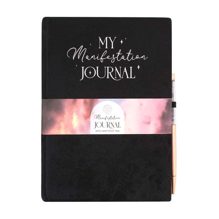Amethyst Pen Manifestation Journal - Velvet Bound with Lined Pages for Intention and Dream Tracking