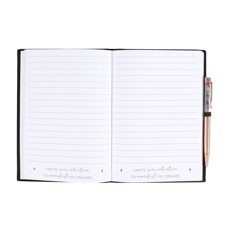 Amethyst Pen Manifestation Journal - Velvet Bound with Lined Pages for Intention and Dream Tracking