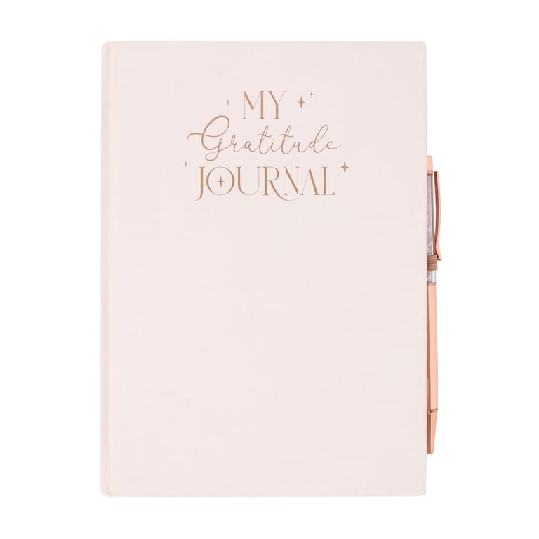 Gratitude Journal with Rose Quartz Pen for Daily Affirmations and Thankfulness