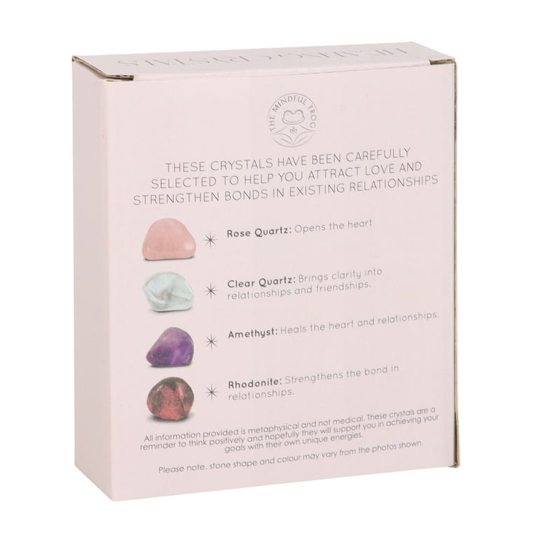 Love Healing Crystal Set - Attract Love & Confidence with Rose Quartz, Amethyst, and Rhodonite Crystals