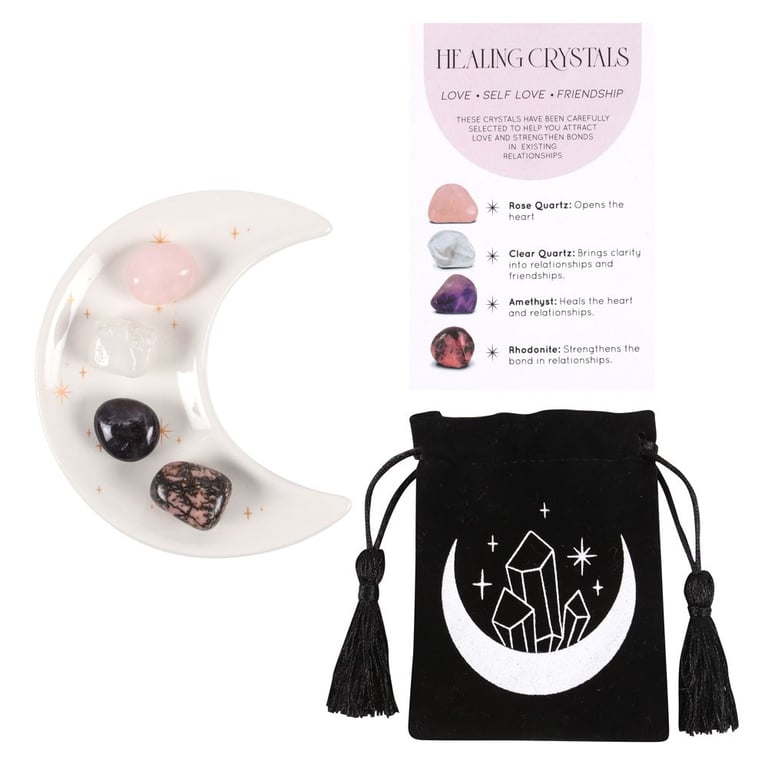 Love Healing Crystal Set - Attract Love & Confidence with Rose Quartz, Amethyst, and Rhodonite Crystals
