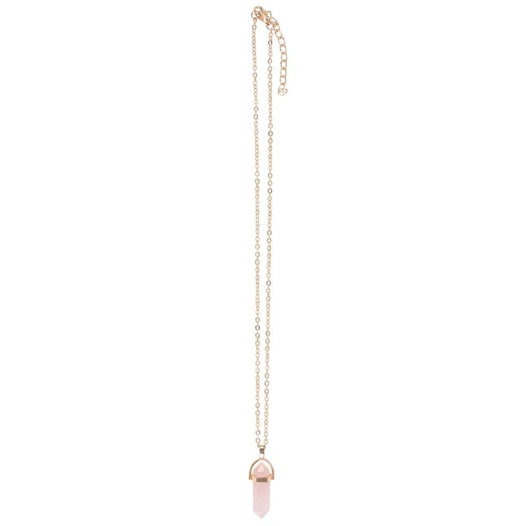 Rose Quartz Crystal Necklace Card - Unconditional Love Symbol with Semi-Precious Stone Pendant