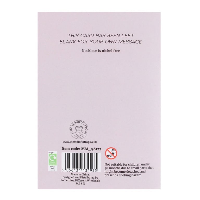 Rose Quartz Crystal Necklace Card - Unconditional Love Symbol with Semi-Precious Stone Pendant