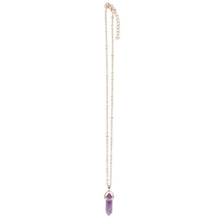 Amethyst Crystal Necklace Card - Relaxation Pendant Necklace with Gold-Tone Chain