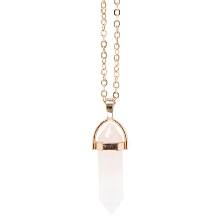 Clear Quartz Crystal Necklace Greeting Card - Positive Energy Pendant Necklace Gift