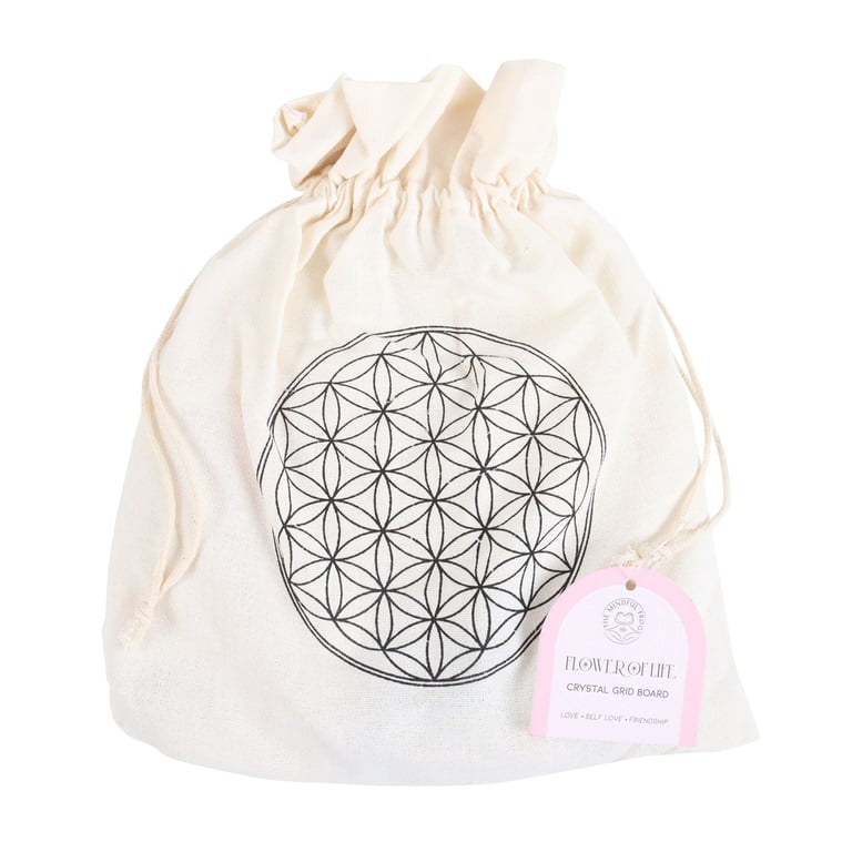 Flower of Life Crystal Grid Set - Attract Love & Abundance with Rose Quartz & Amethyst Tumblestones