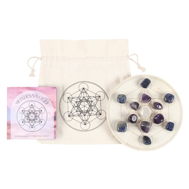 Metatron s Cube Crystal Grid Set - Spiritual Healing Kit for Stress Relief and Anxiety Aid