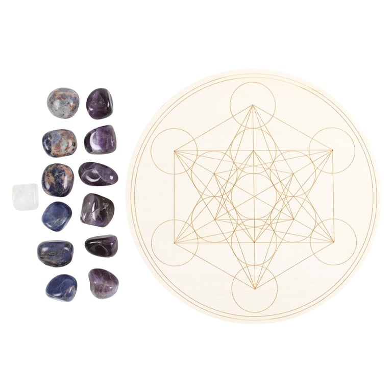 Metatron s Cube Crystal Grid Set - Spiritual Healing Kit for Stress Relief and Anxiety Aid