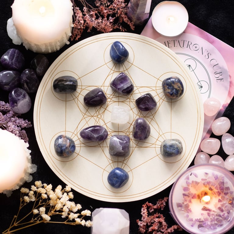 Metatron s Cube Crystal Grid Set - Spiritual Healing Kit for Stress Relief and Anxiety Aid