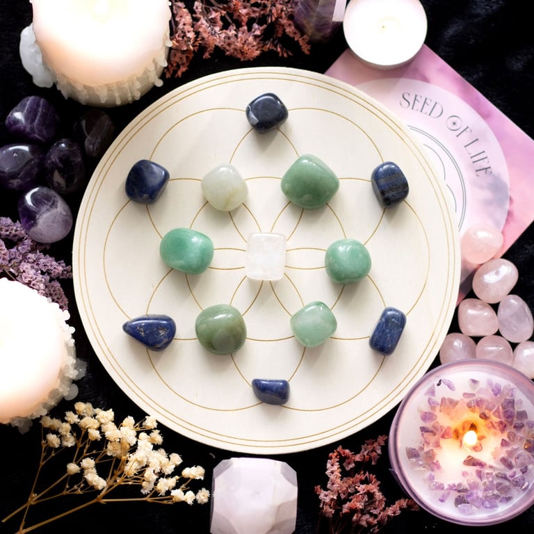 Seed of Life Crystal Grid Set - Amplify Spiritual Energy for Abundance and Success
