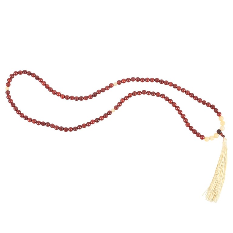 Yellow Jasper & Rosewood Self Confidence Mallah Necklace - 108 Bead Spiritual Necklace