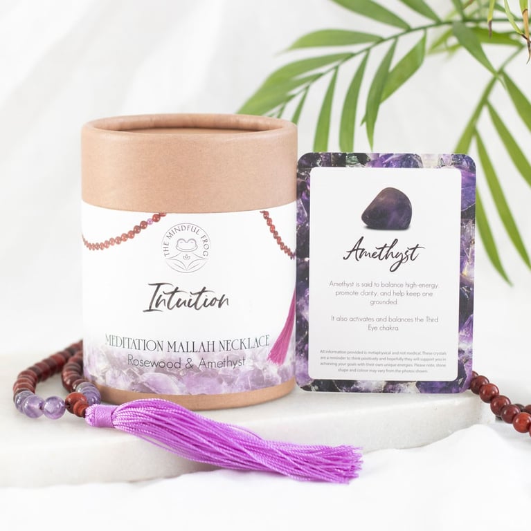 Intuition Rosewood & Amethyst 108 Bead Meditation Necklace