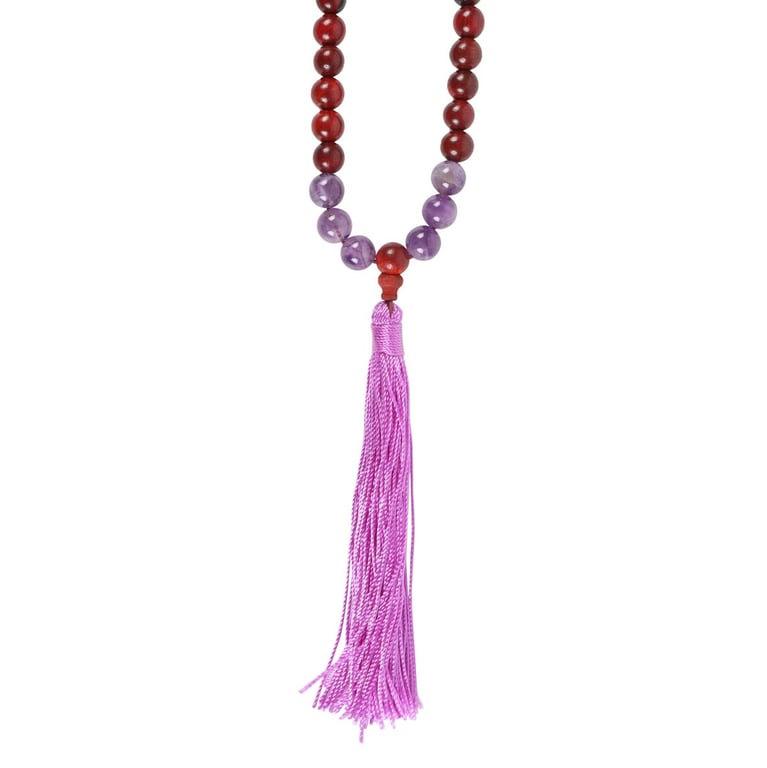 Intuition Rosewood & Amethyst 108 Bead Meditation Necklace