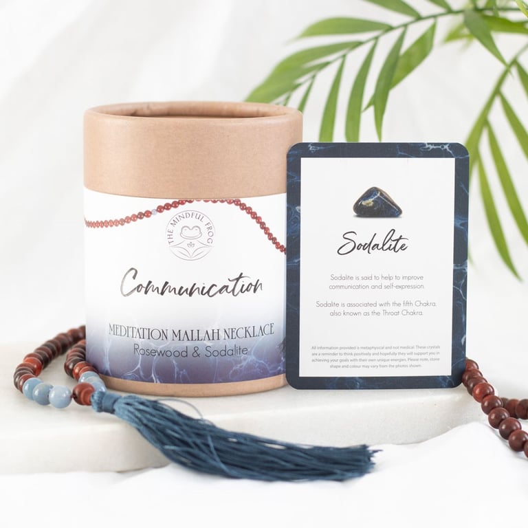 Rosewood & Sodalite 108 Bead Spiritual Communication Necklace - Truth Enhancer