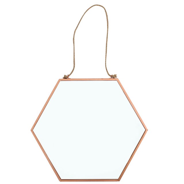 Large Copper Geometric Mirror - Elegant Home Decor Wall Decoration