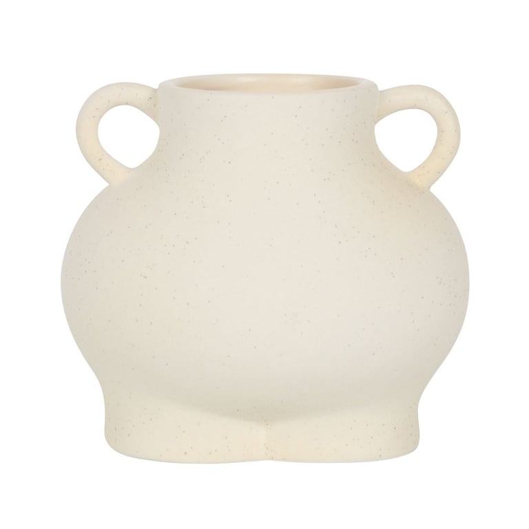 Cream Speckle Bum Plant Pot - Trendy Dolomite Planter with Quirky Textured Finish