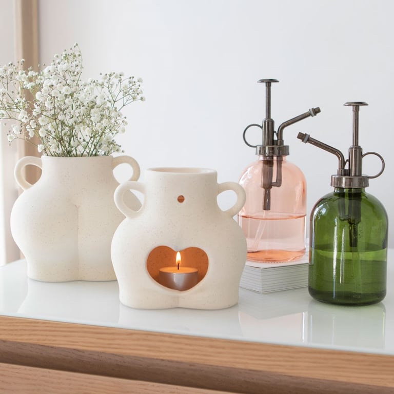 Dolomite Cream Speckle Bum Oil Burner - Unique Home Decor Wax Warmer