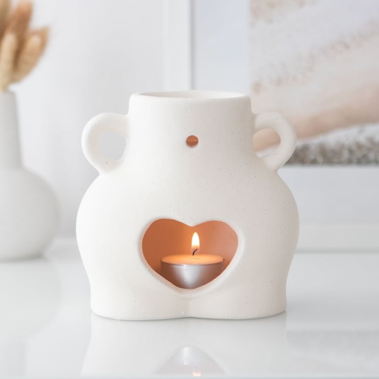 Dolomite Cream Speckle Bum Oil Burner - Unique Home Decor Wax Warmer