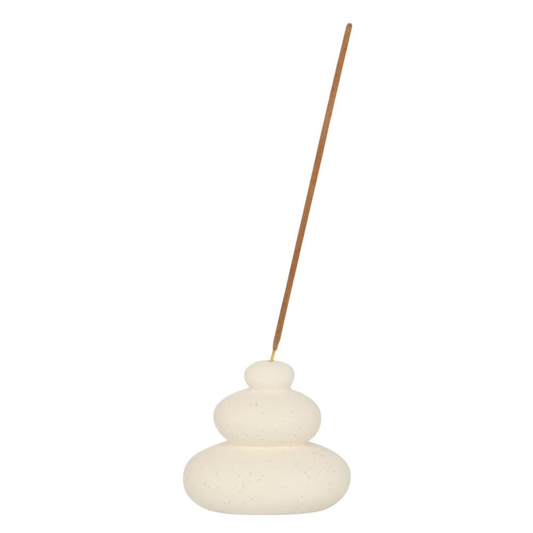 Cream Speckle Balancing Stone Incense Holder - Stylish Home Decor Accessory