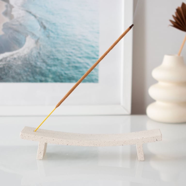 Modern Cream Speckle Incense Ash Catcher & Holder - Home Decor Item